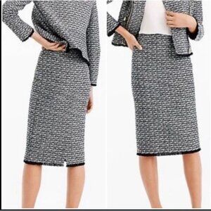 J.Crew Tweed Pencil Skirt with Fringed Trim Size 00 – Wool Blend Career Workwear